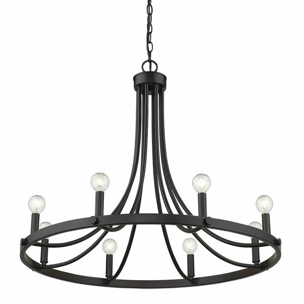 Homeroots 24.5 x 30 x 30 in. Sawyer 8-Light Matte Black Chandelier 398091